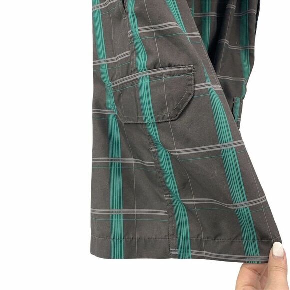 Hawaiian Authentics Swim Trunks Gray Green Plaid L - Picture 3 of 6